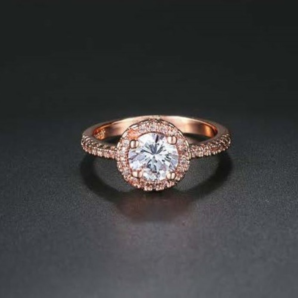 Flora Swiss CZ 18K Rose Gold Engagment Ring - NEW SIZES - Picture 2 of 3